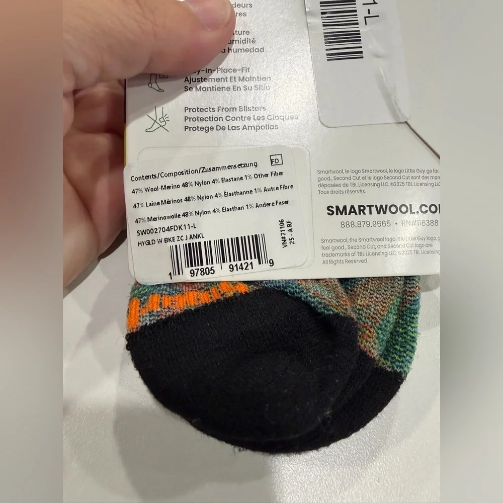 SmartWool Women's Large Bike Zero Cushion Jungle Music Print Socks Honey NWT
